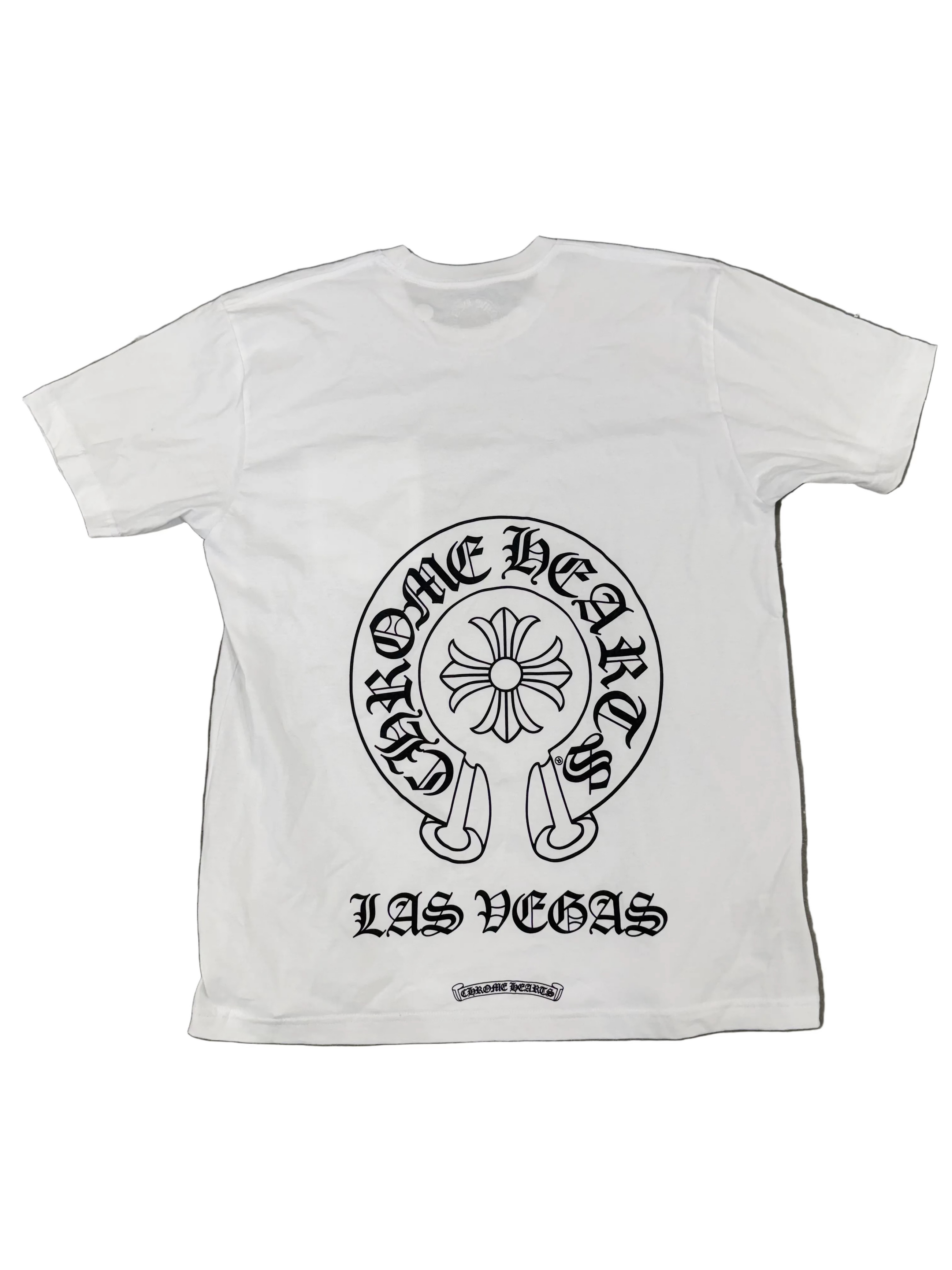 CHROME HEARTS WHITE LAS VEGAS HORSESHOE POCKET TEE