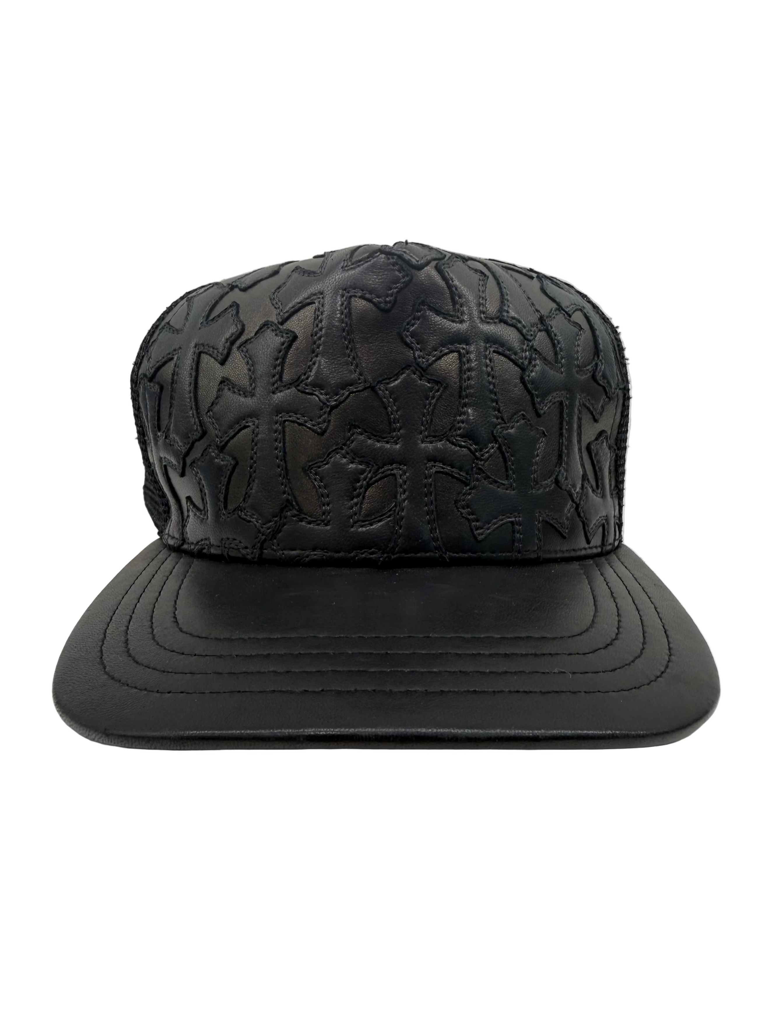 CHROME HEARTS LEATHER CROSS PATCH TRUCK HAT
