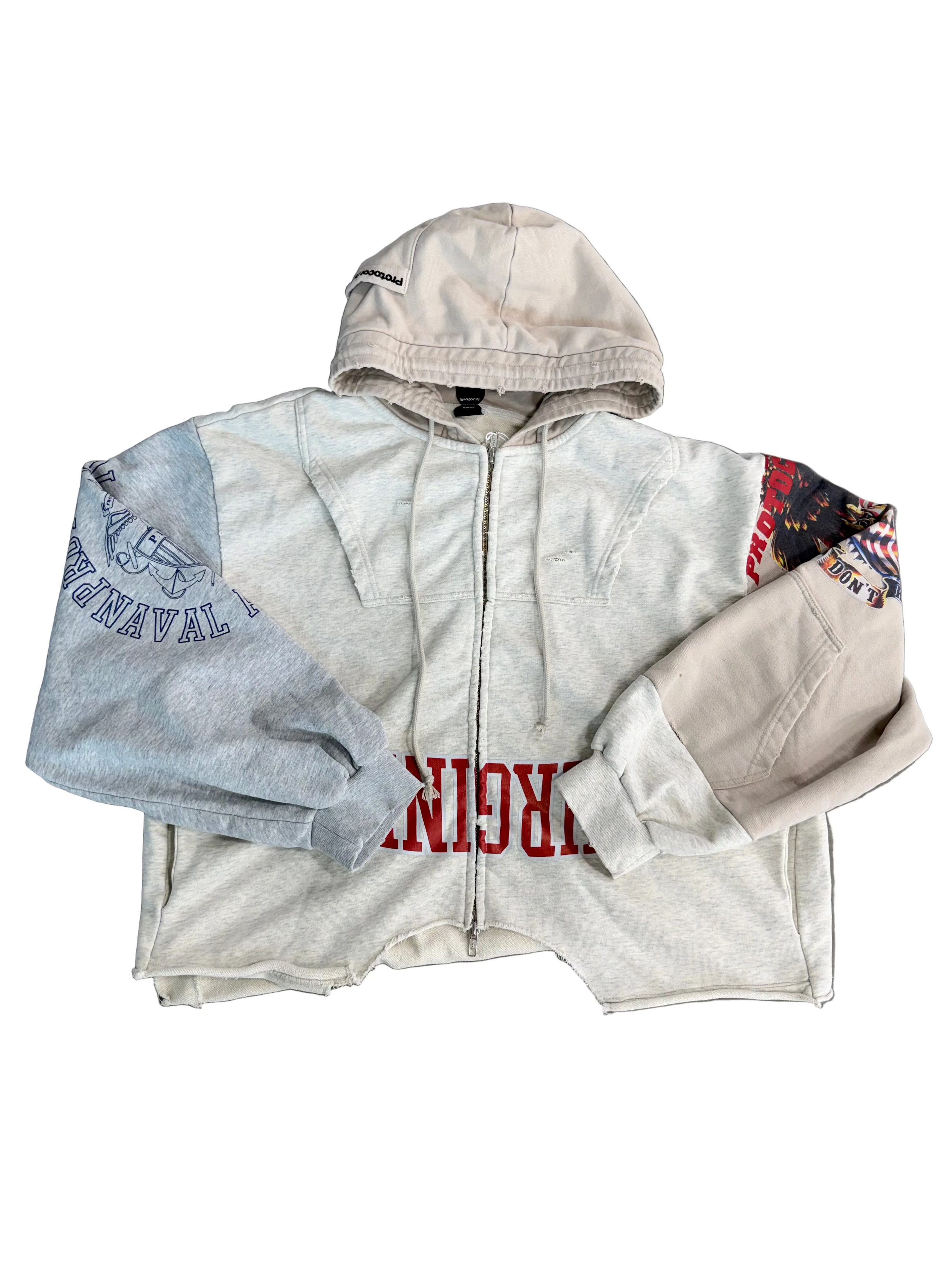 PROTOCOL INDEX UPSIDE DOWN WHITE ZIP UP HOODIE