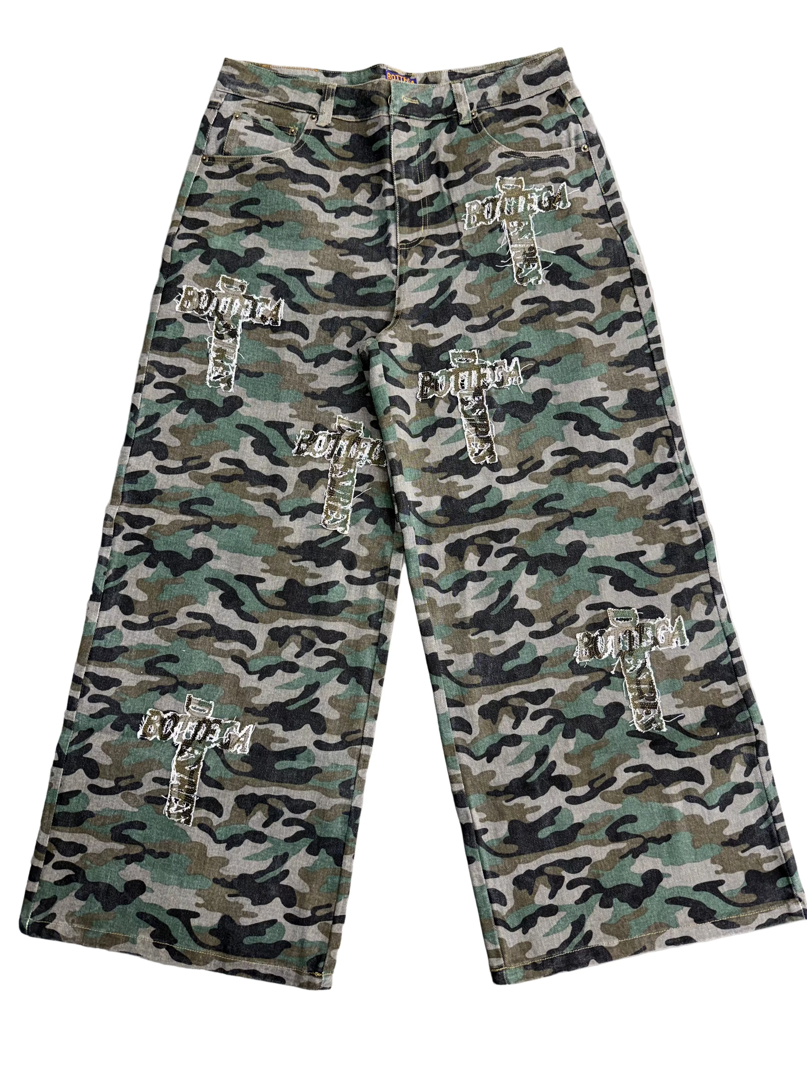 BOTTEGA DESIRES CAMO HOLY GRAIL JEANS