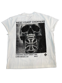 WEST COAST CHOPPERS CHEATING DEATH WHITE CUT OFF TEE