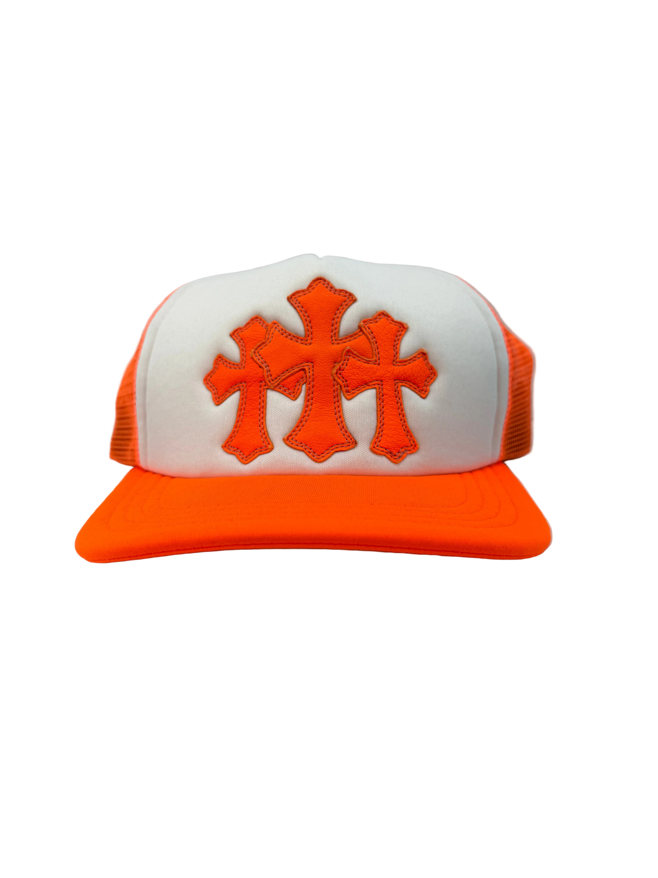 CHROME HEARTS CROSS PATCH NEON ORANGE HAT