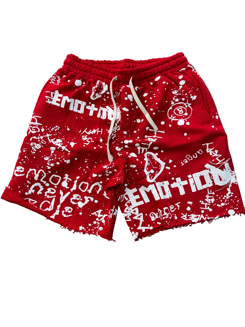 MIXED EMOTIONS RED GRAFFITI SHORTS