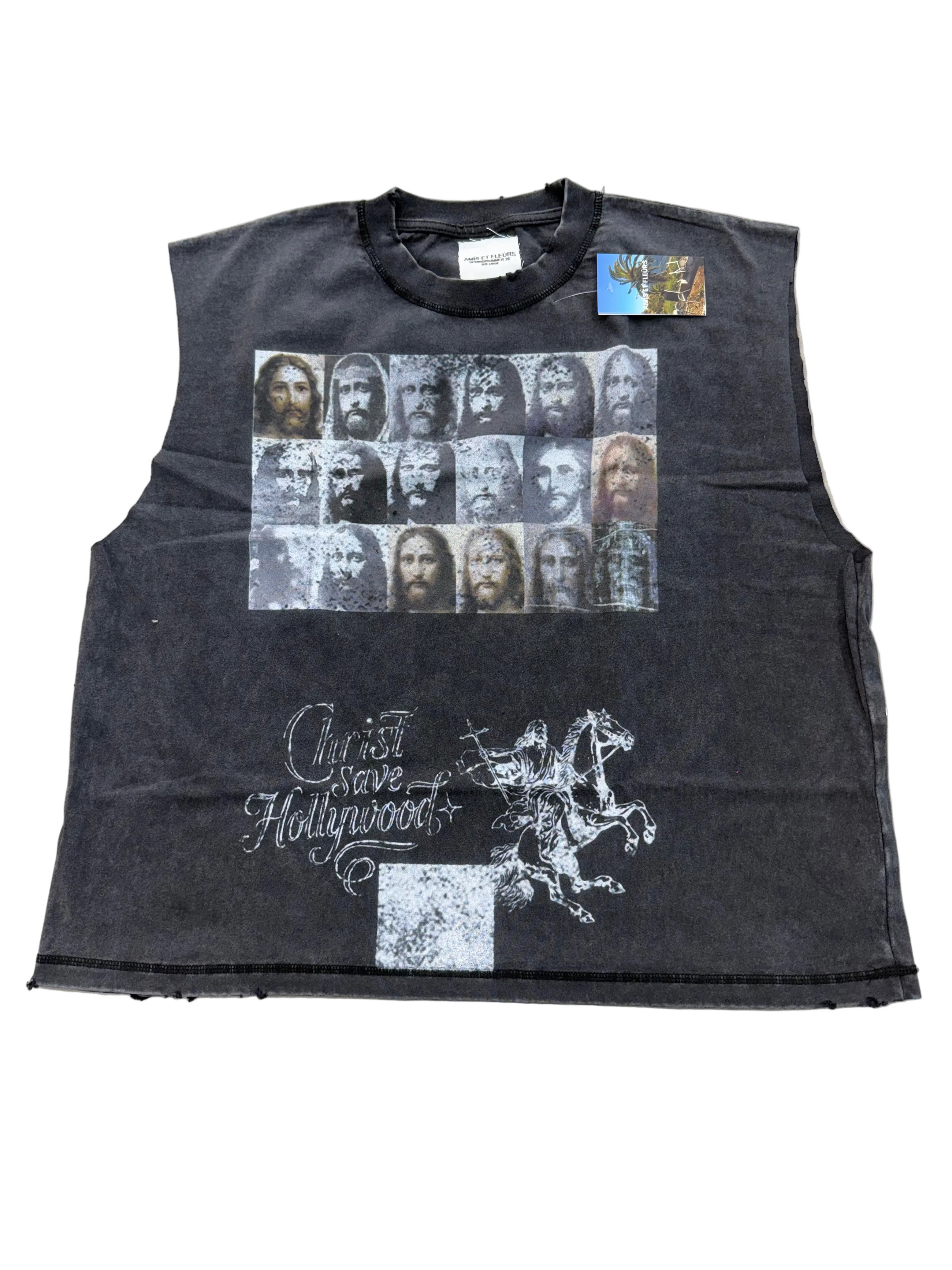 AMIS ET FLEURS JESUS CUTOFF TEE