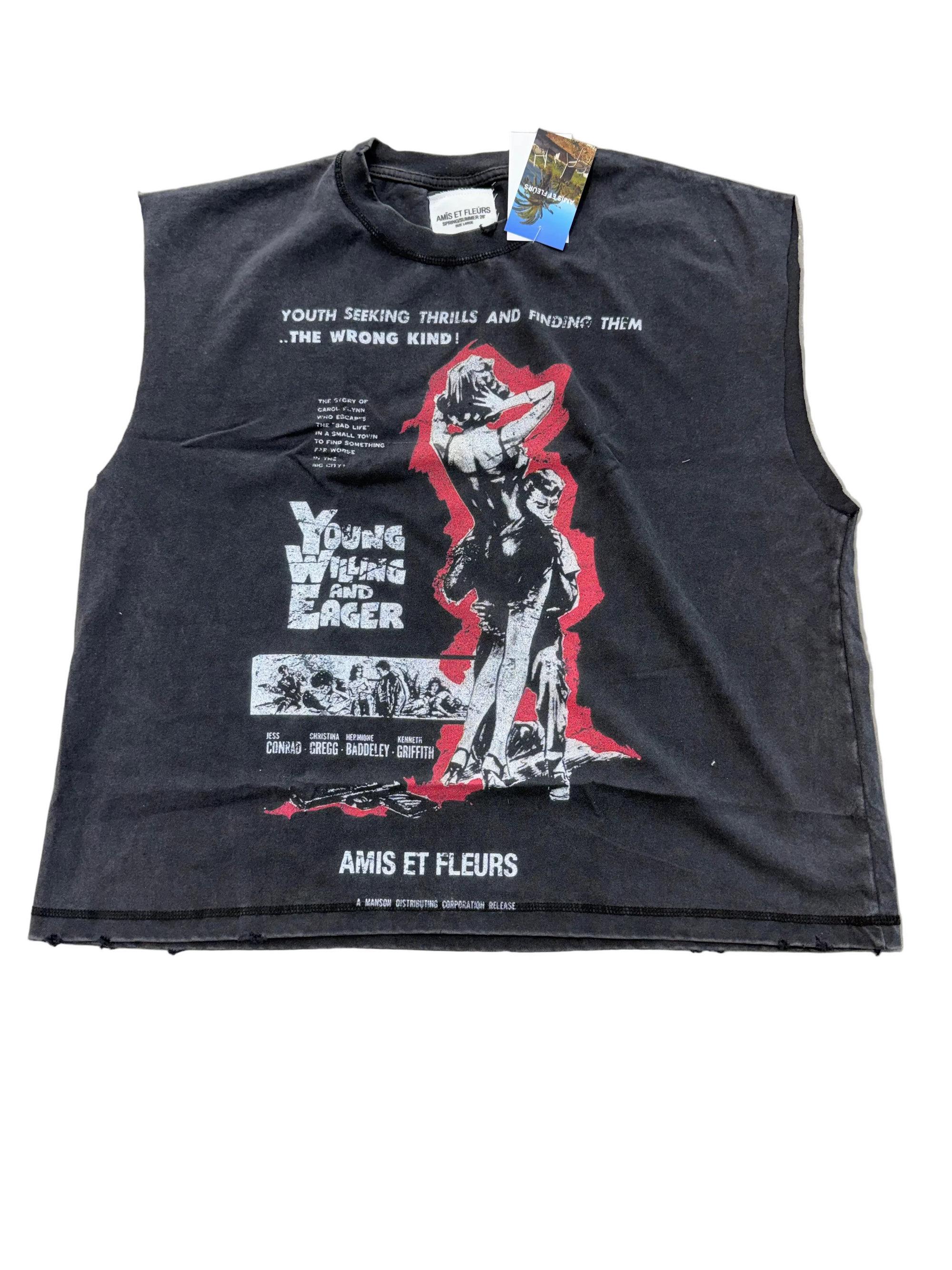 AMIS ET FLEURS YOUNG WILLING AND EAGER CUTOFF TEE