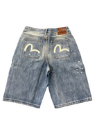 EVISU DIP DYE MONOGRAM WOVEN SHORTS