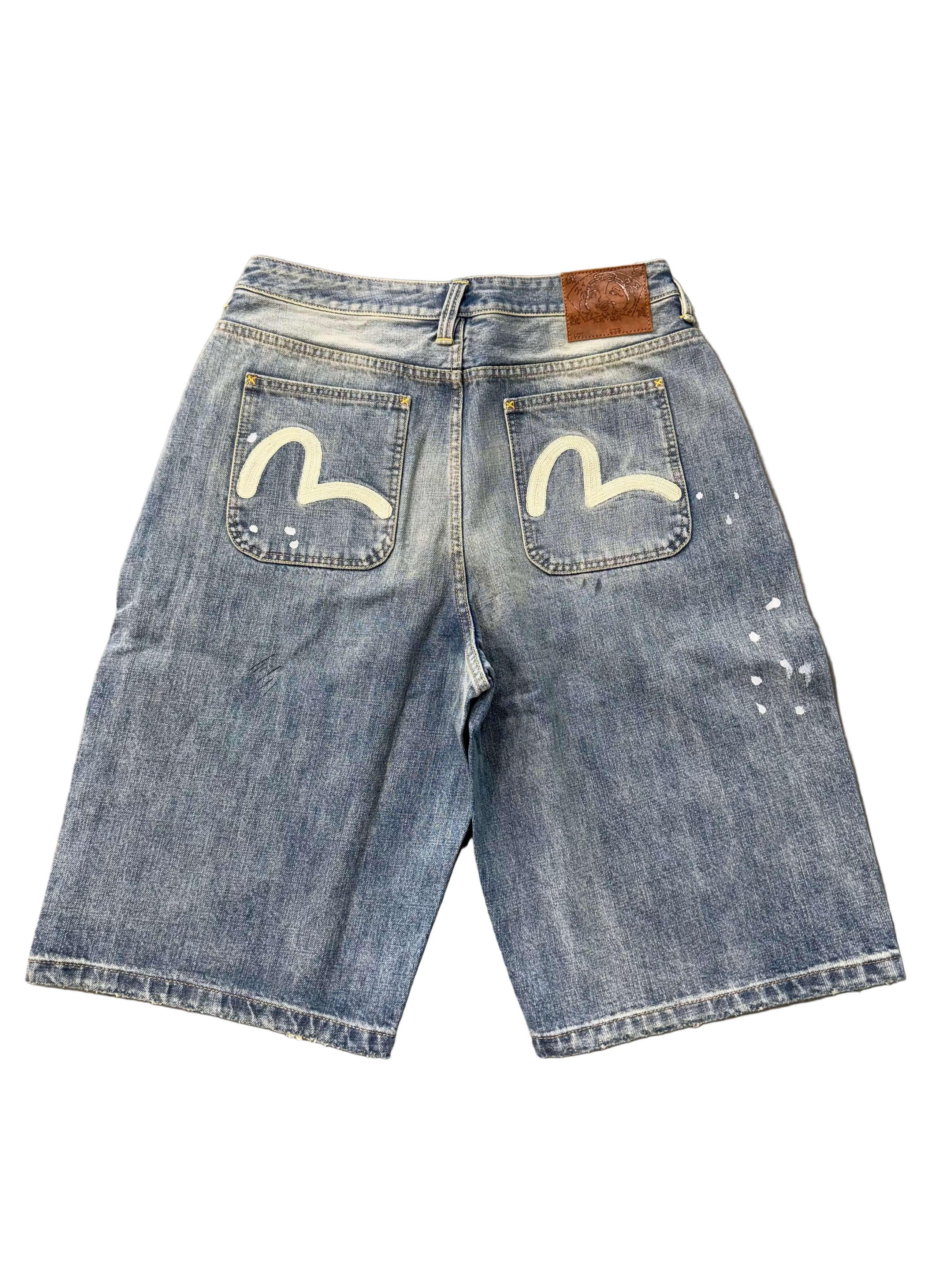 EVISU DIP DYE MONOGRAM WOVEN SHORTS