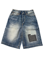 EVISU SASHIKO PATCH DENIM SHORTS