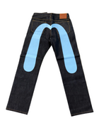 EVISU LIGHT BLUE DAICOCK PRINT JEANS