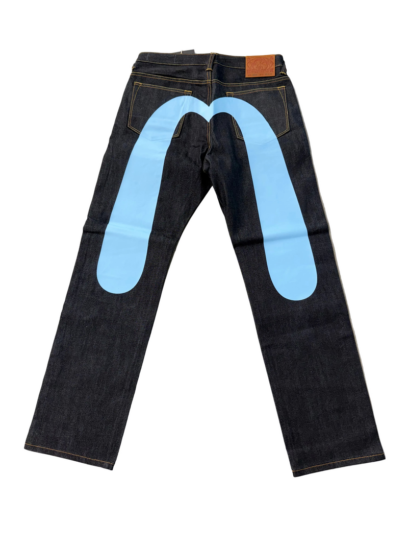 EVISU LIGHT BLUE DAICOCK PRINT JEANS