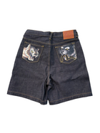 EVISU LEOPARD POCKET EMBROIDERY DENIM SHORTS