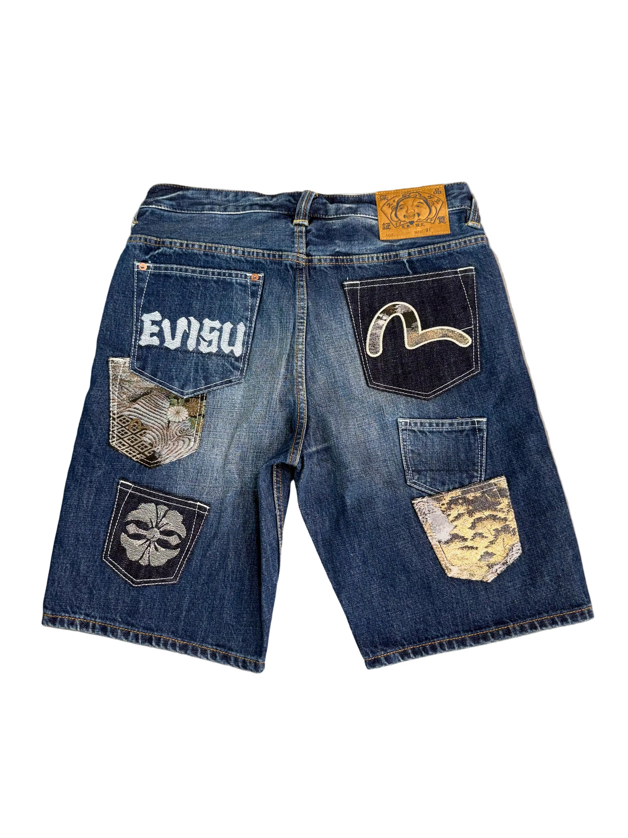 EVISU LEOPARD MULTIPOCKET EMBROIDERY SHORTS