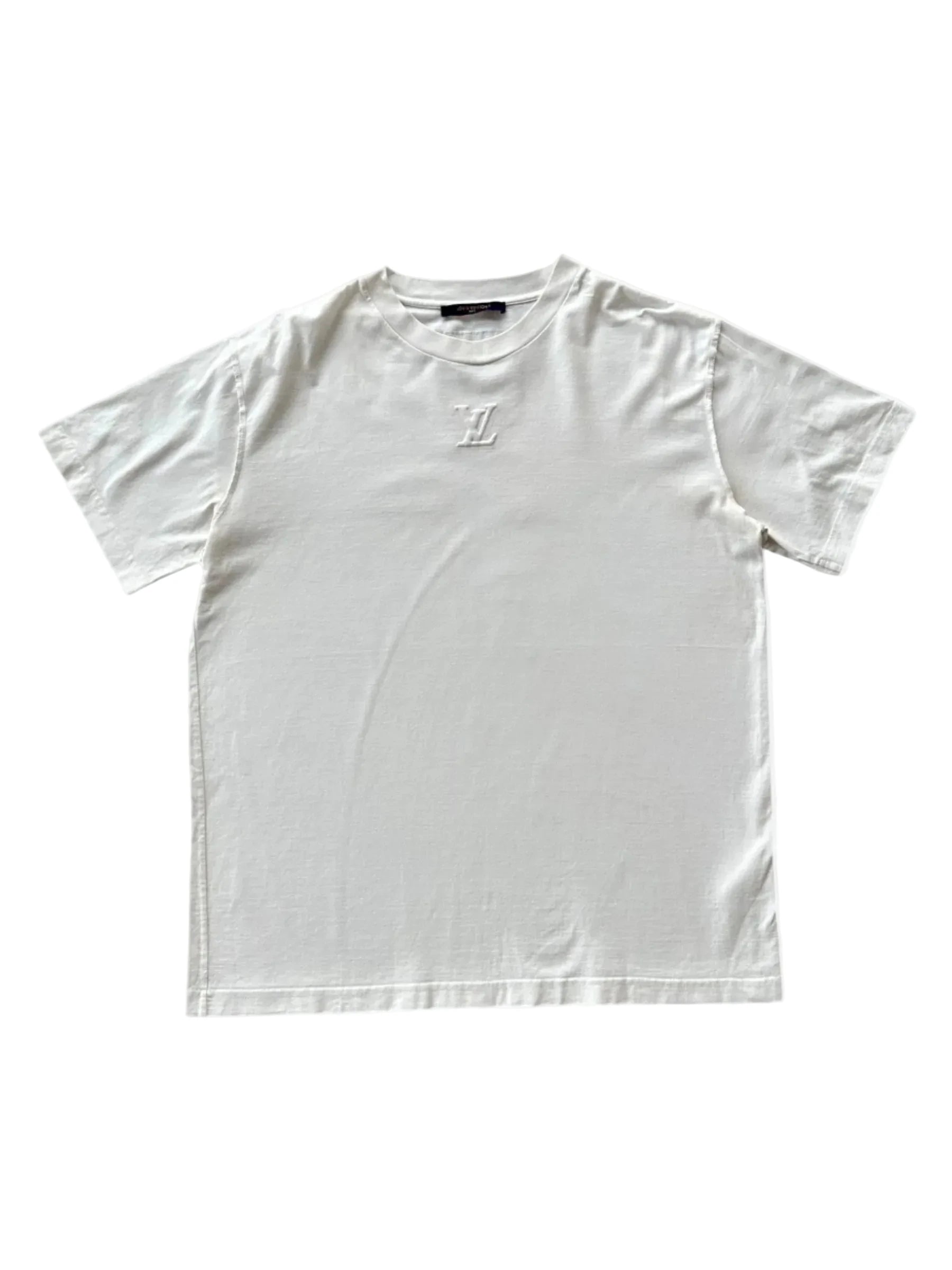 LOUIS VUITTON WHITE EMBOSSED LOGO TEE