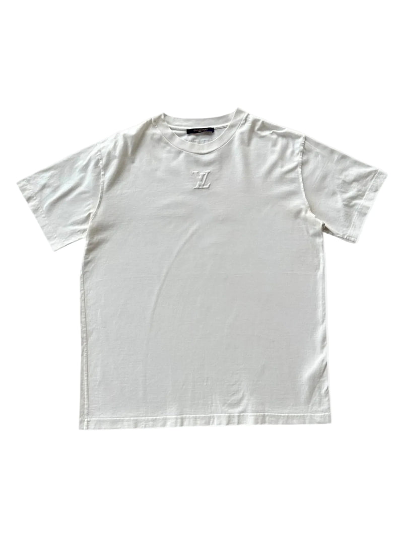 LOUIS VUITTON WHITE EMBOSSED LOGO TEE