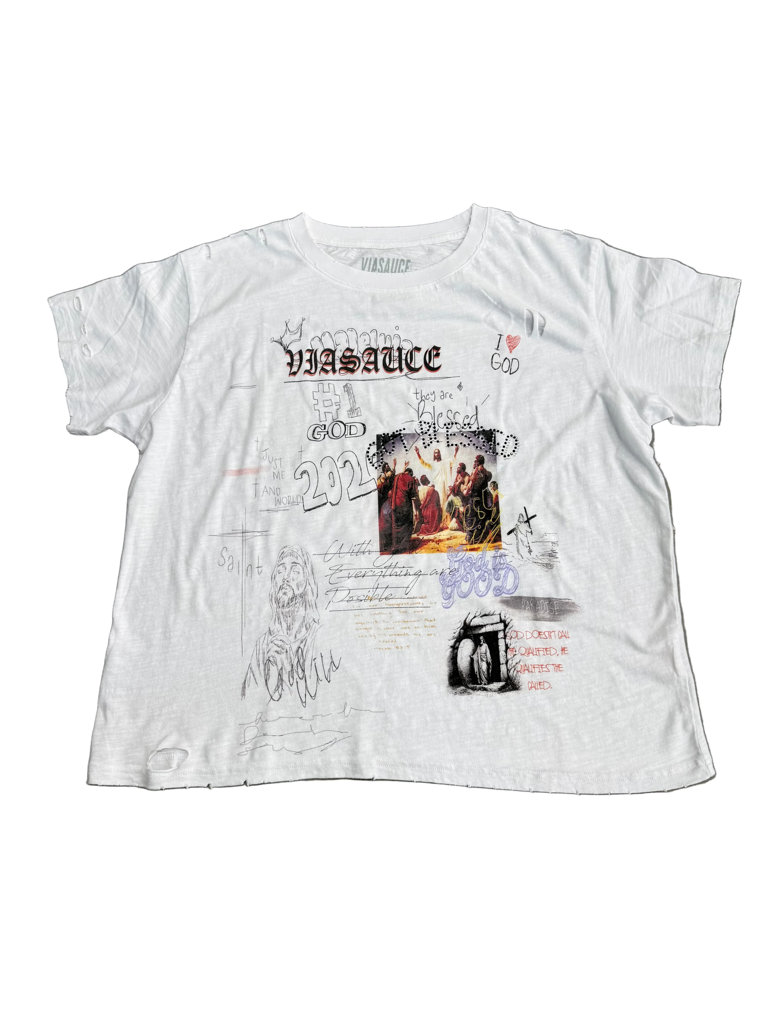 VIASAUCE GOT BLESSED WHITE TEE