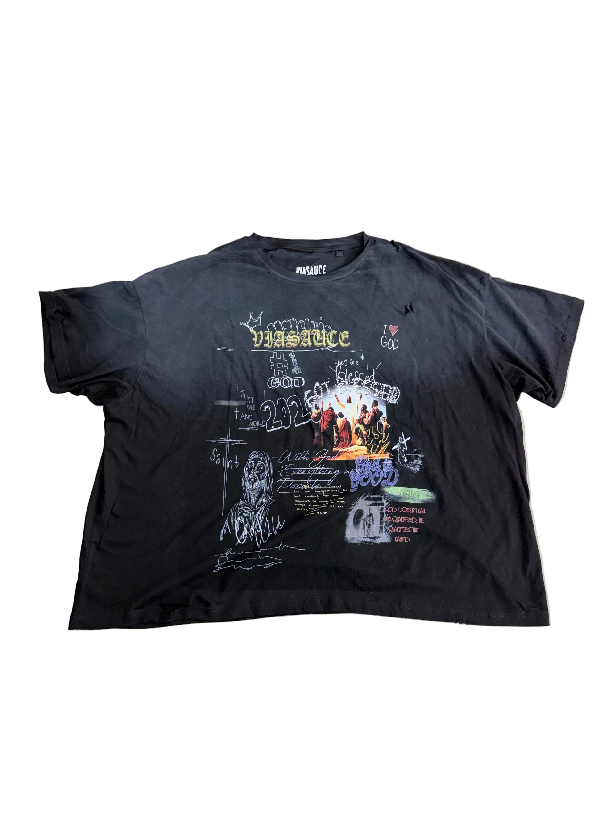 VIASAUCE GOT BLESSED BLACK TEE