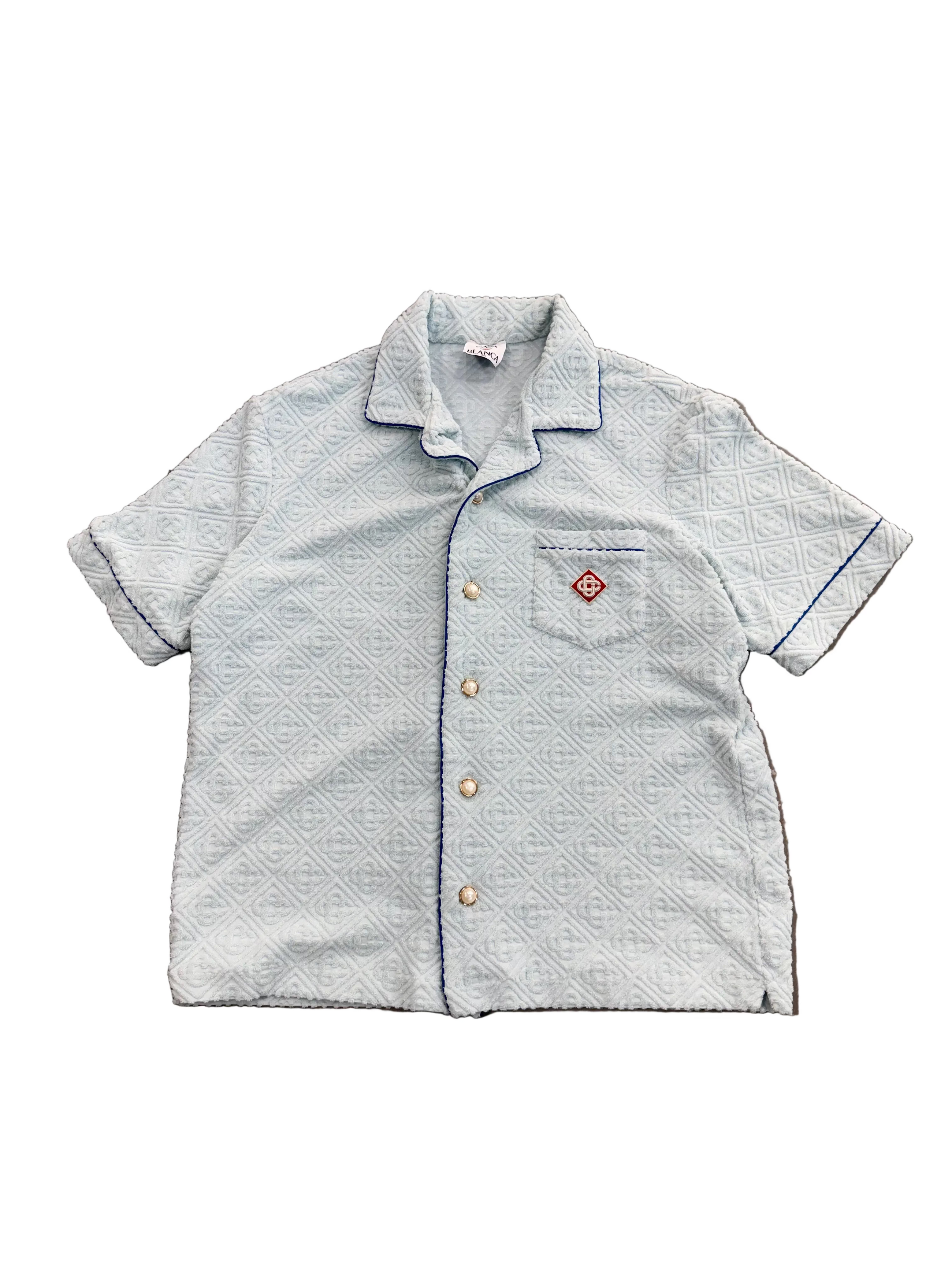 CASABLANCA MONOGRAM TOWELLING BLUE SHIRT