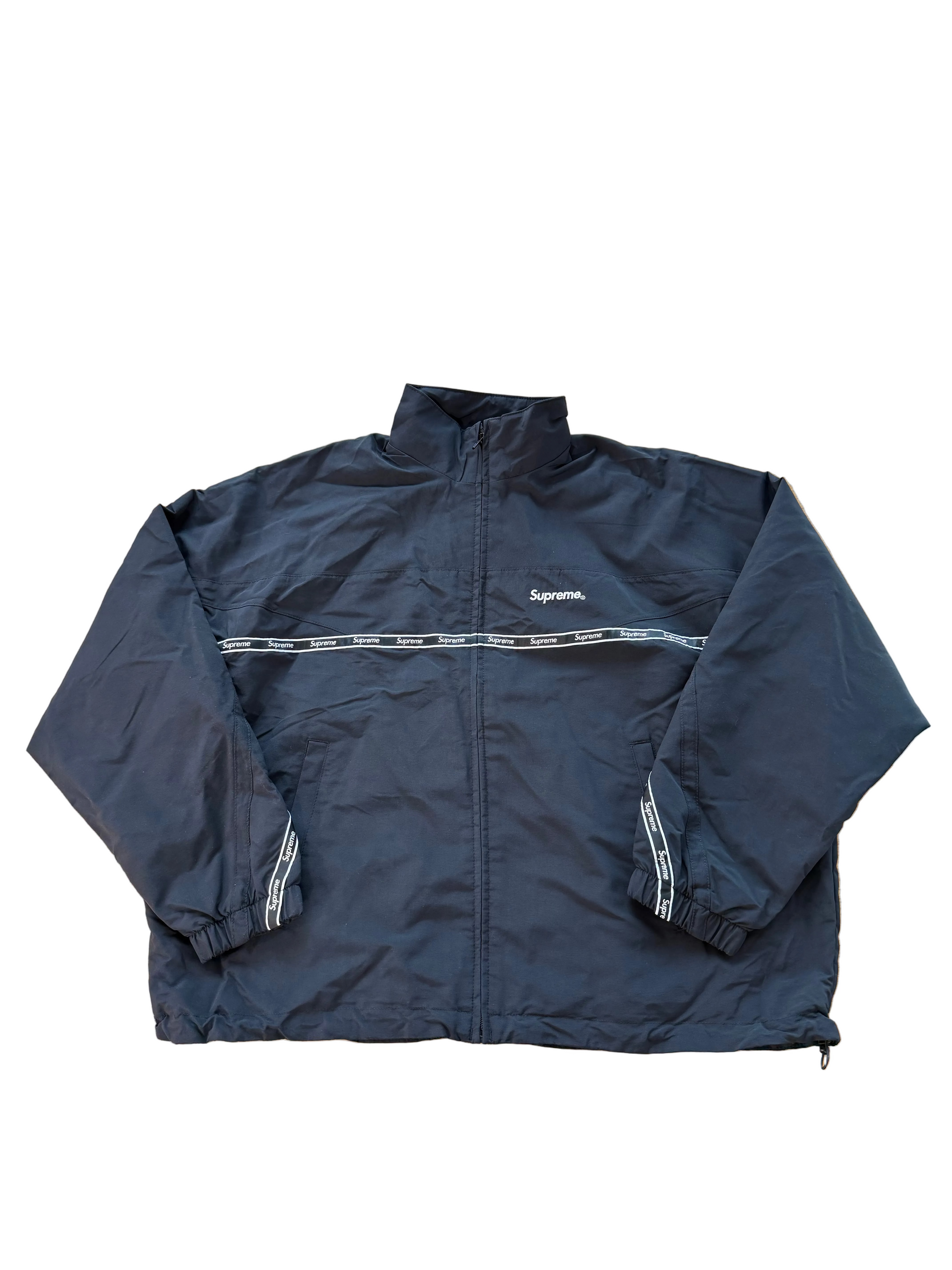 SUPREME BLACK LOGO TAPING TRACK JACKET