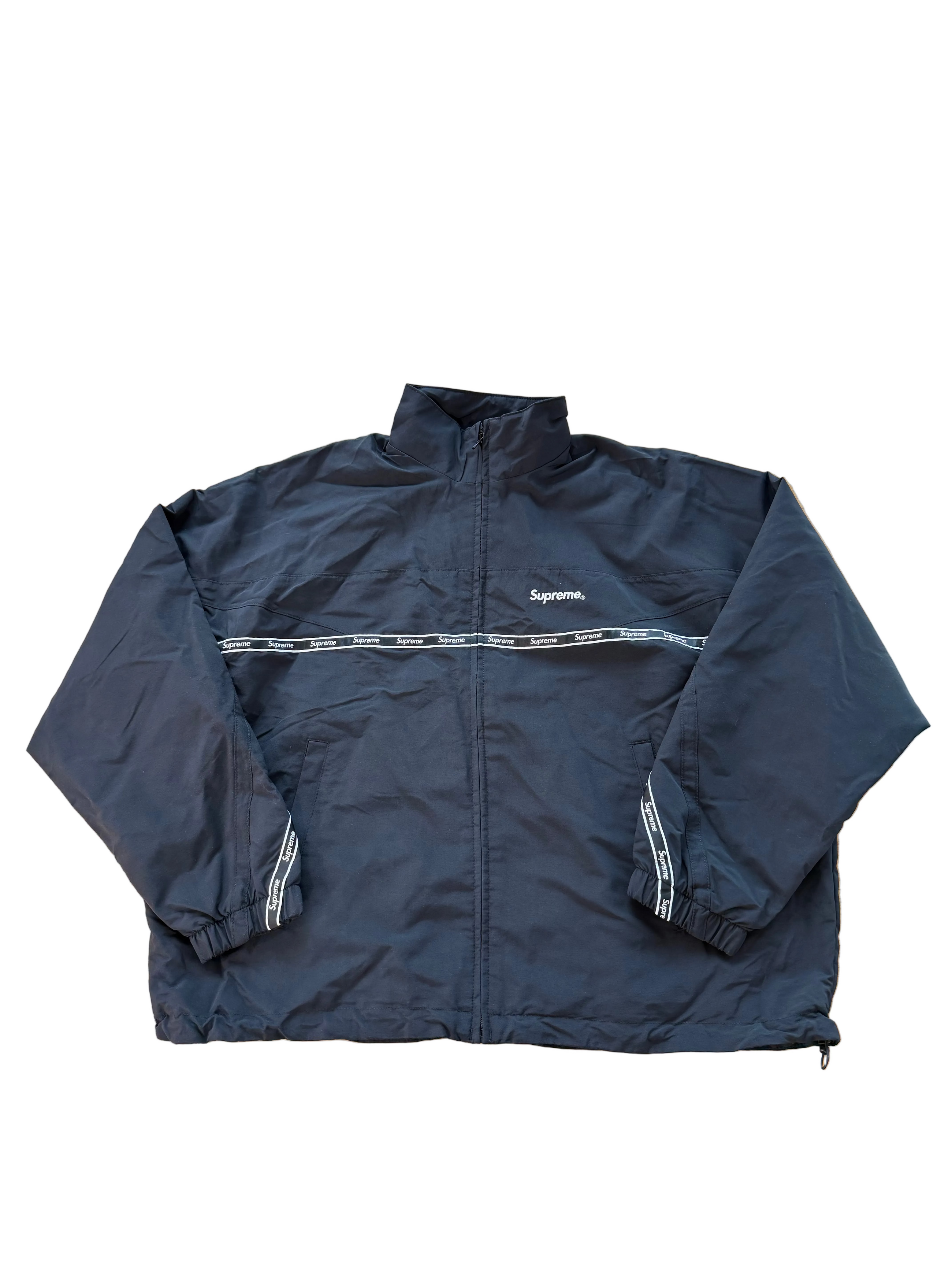 SUPREME BLACK LOGO TAPING TRACK JACKET