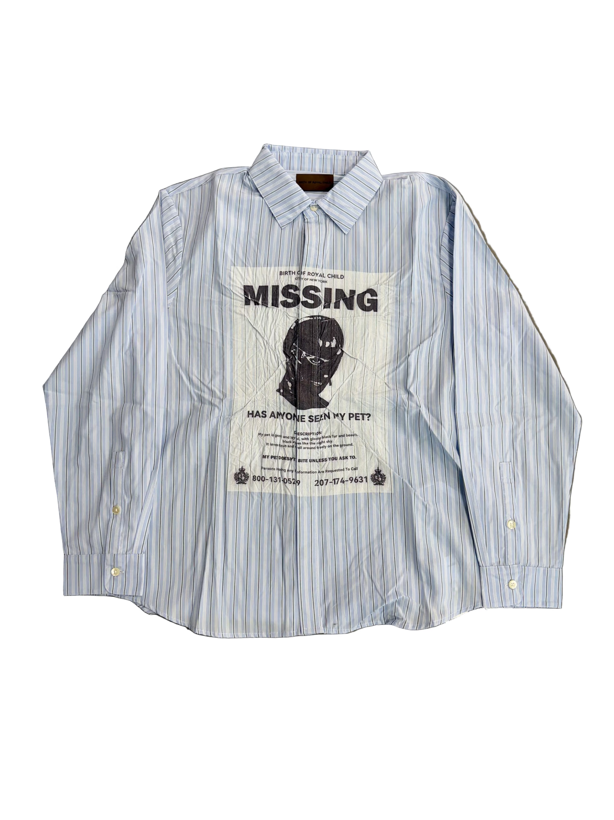 BIRTH OF ROYAL CHILD MISSING POSTER STRIPED SHIRT