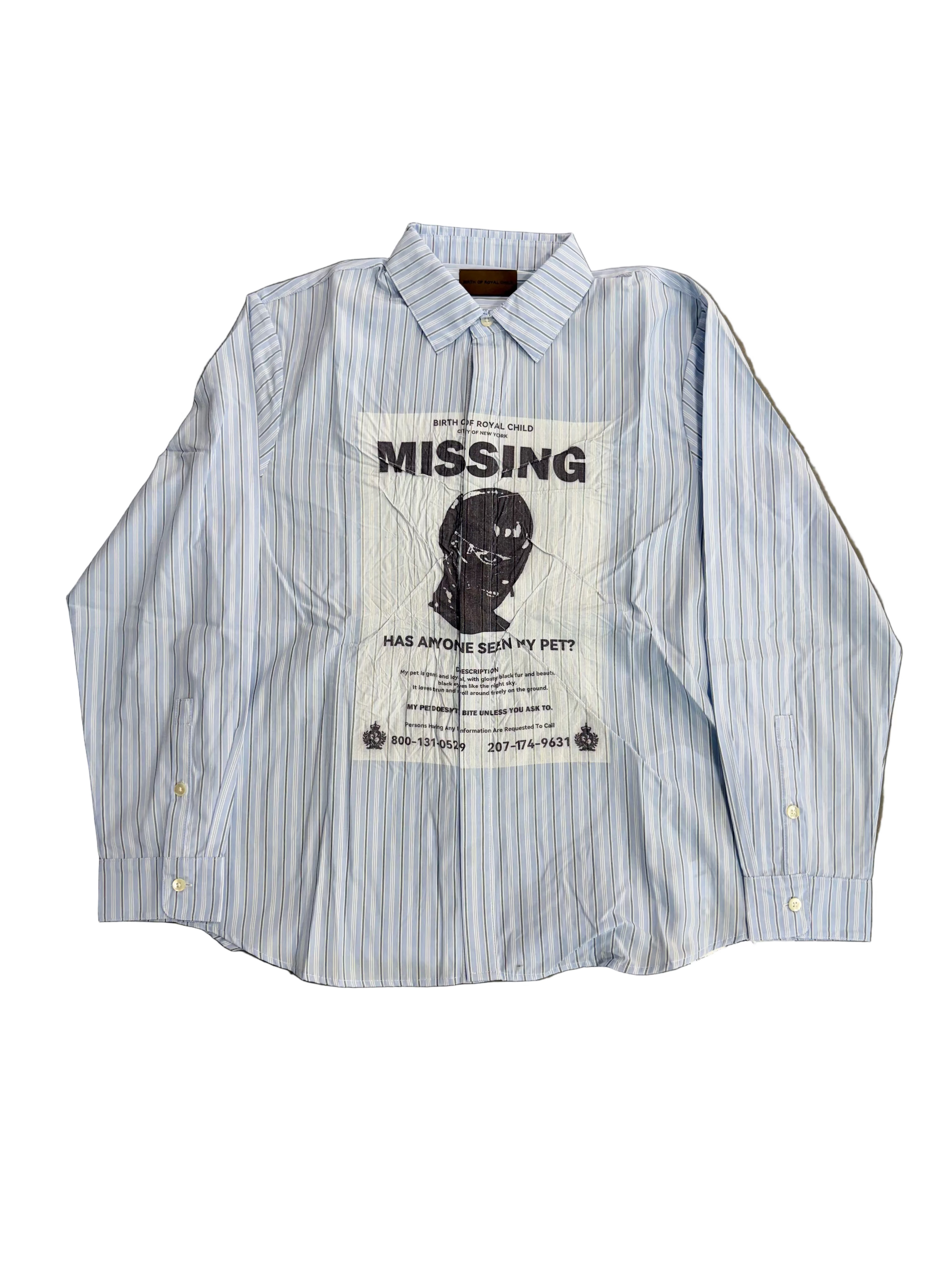 BIRTH OF ROYAL CHILD MISSING POSTER STRIPED SHIRT