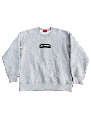 SUPREME GREY CREWNECK BLACK BOX LOGO