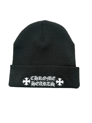 CHROME HEARTS SCRIPT LOGO BLACK BEANIE