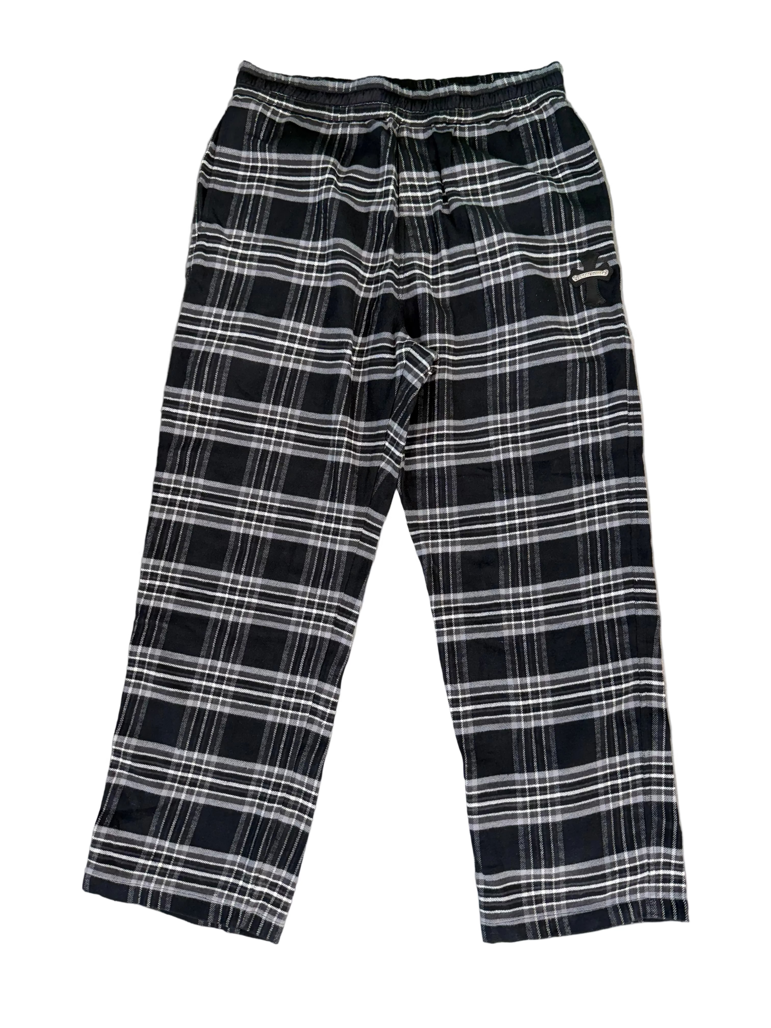 CHROME HEARTS CROSS PATCH PLAID FLANNEL PANTS