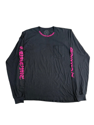 CHROME HEARTS PINK NECK LOGO LONGSLEEVE TEE