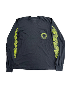 CHROME HEARTS NEON YELLOW HORSESHOE FLORAL LONG SLEEVE