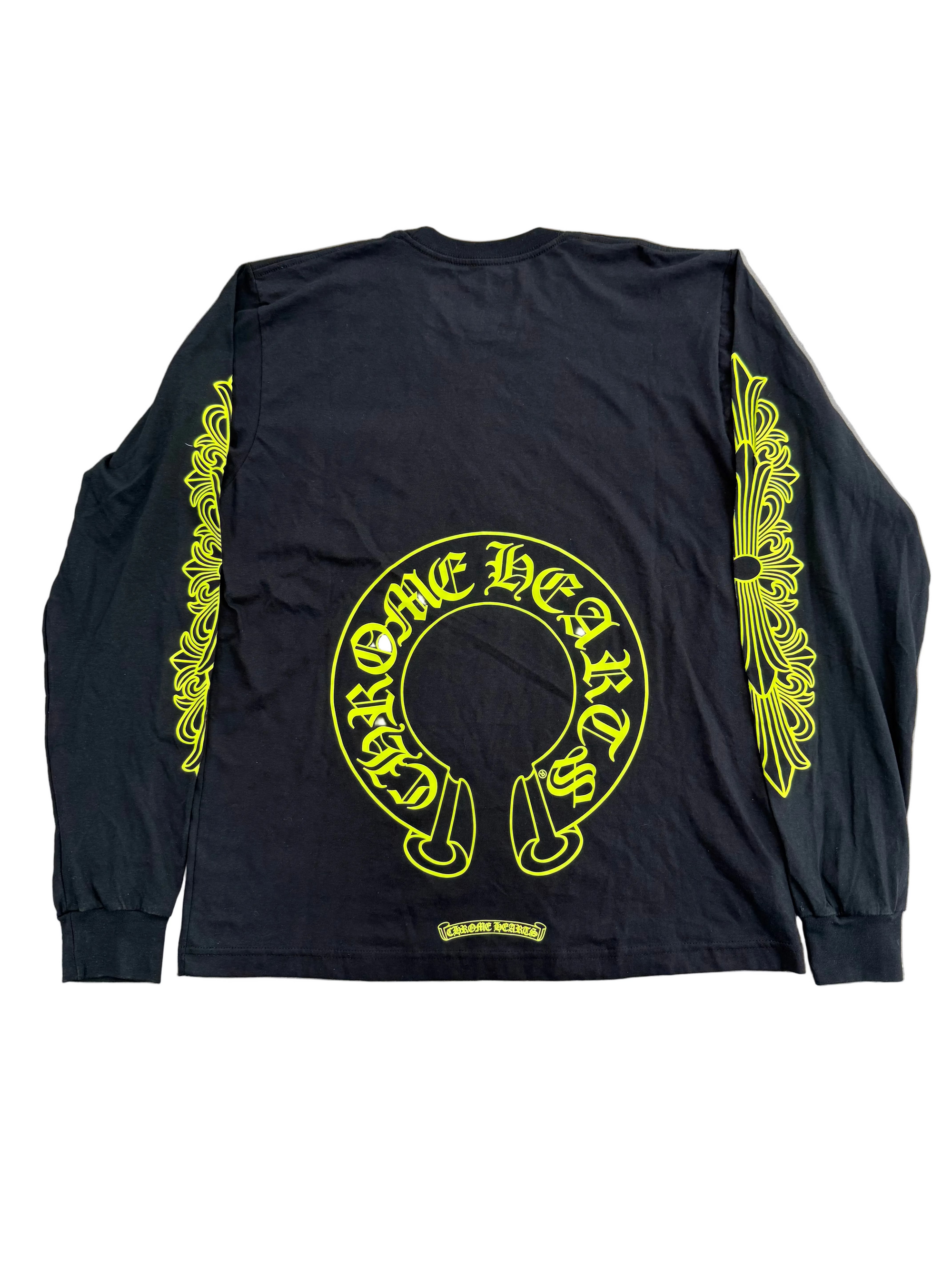 CHROME HEARTS NEON YELLOW HORSESHOE FLORAL LONG SLEEVE