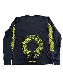 CHROME HEARTS NEON YELLOW HORSESHOE FLORAL LONG SLEEVE