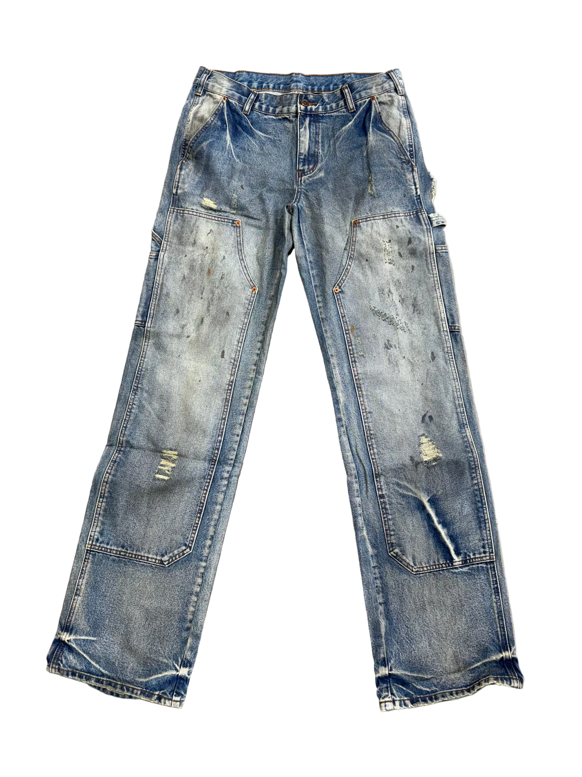 GOLD+VINTAGE GALLERY RASPBERRY HILLS DISTRESSED SWISS DENIM JEANS