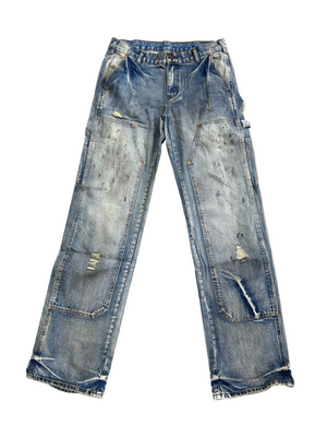 GOLD+VINTAGE GALLERY RASPBERRY HILLS DISTRESSED SWISS DENIM JEANS