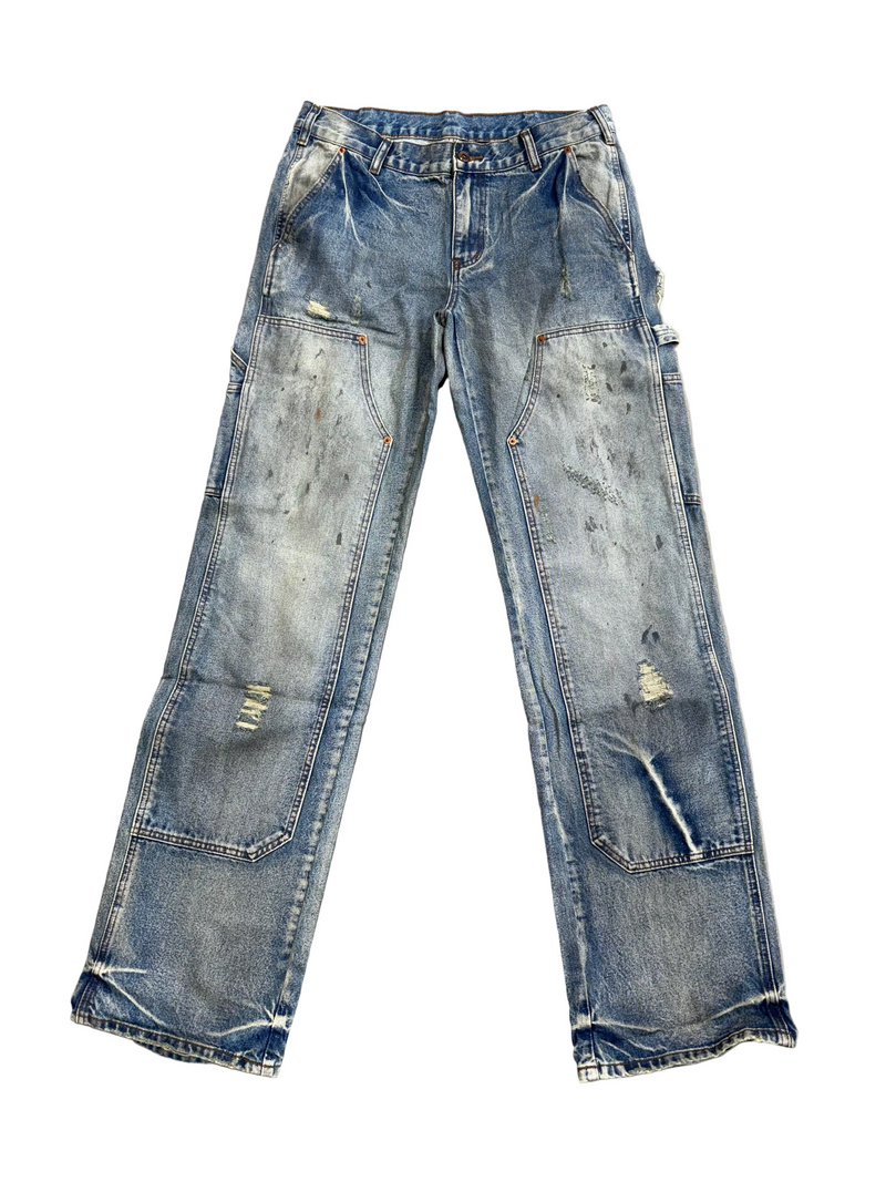 GOLD+VINTAGE GALLERY RASPBERRY HILLS DISTRESSED SWISS DENIM JEANS