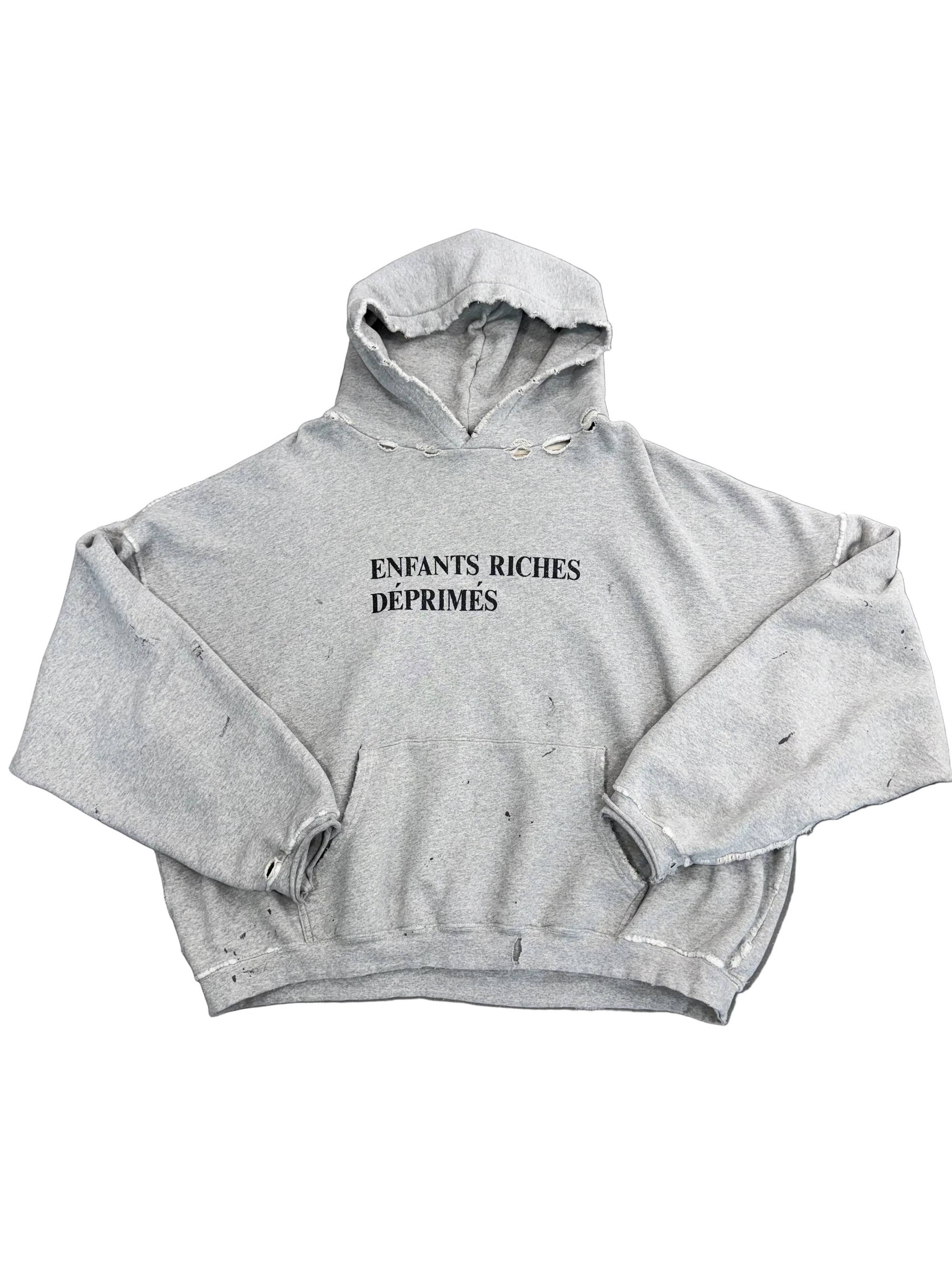 ENFANTS RICHES DEPRIMES CLASSIC LOGO PAINT GREY HOODIE