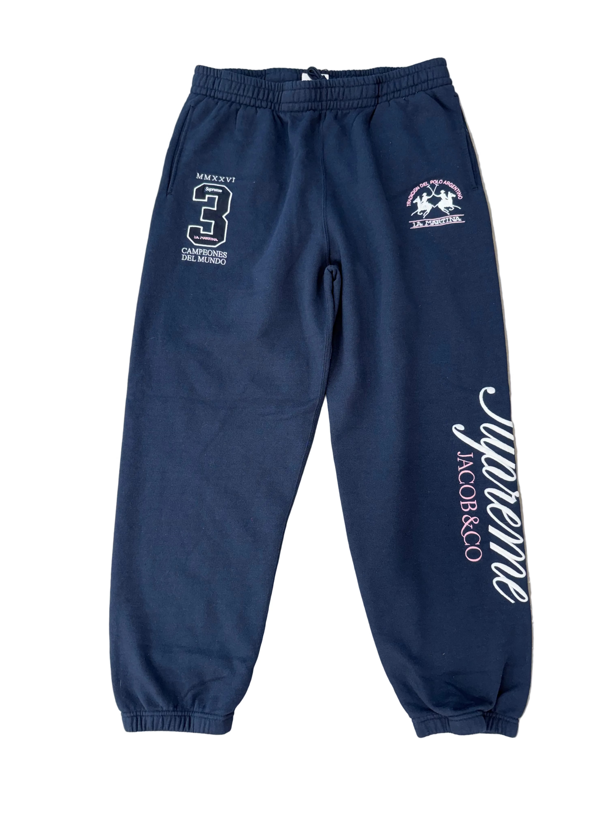 SUPREME X JACOB & CO LA MARTINA BLUE SWEATPANTS