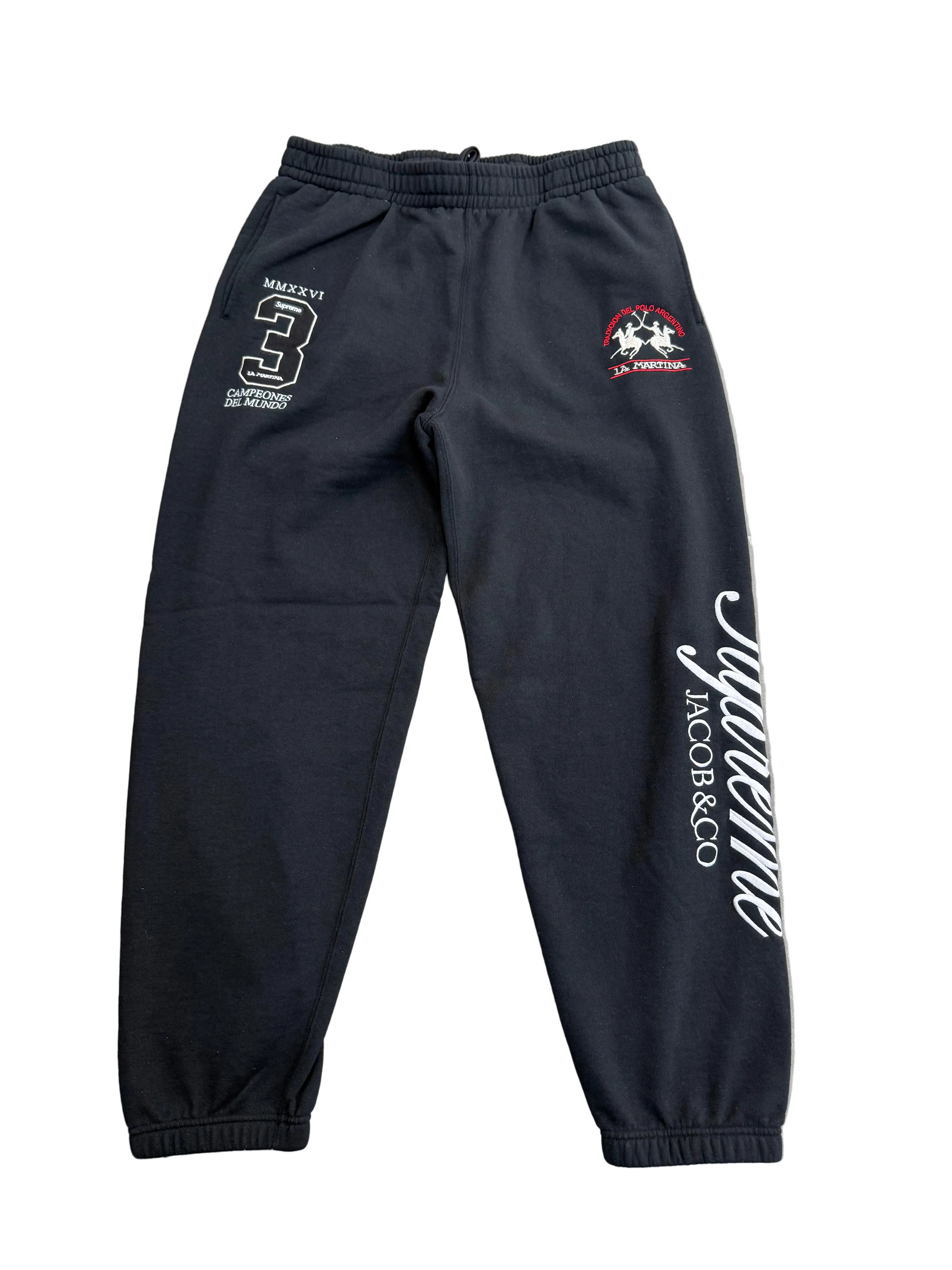 SUPREME X JACOB & CO LA MARTINA BLACK SWEATPANTS