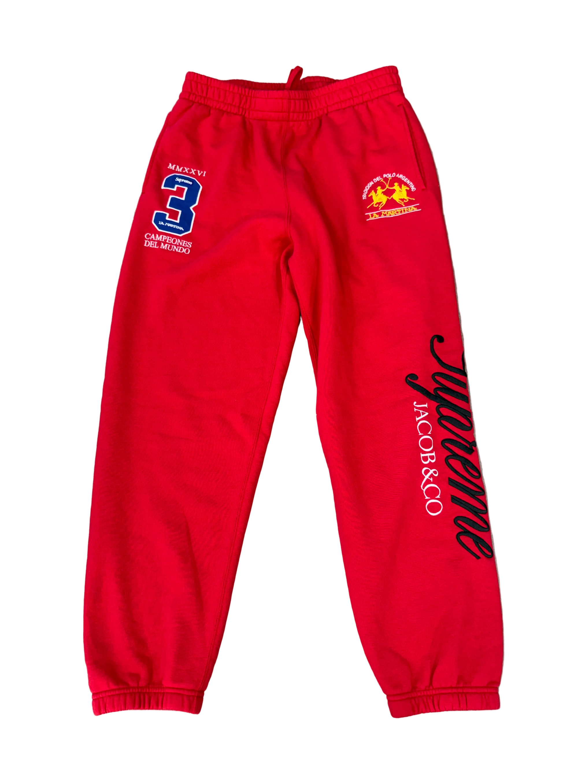 SUPREME X JACOB & CO LA MARTINA RED SWEATPANTS