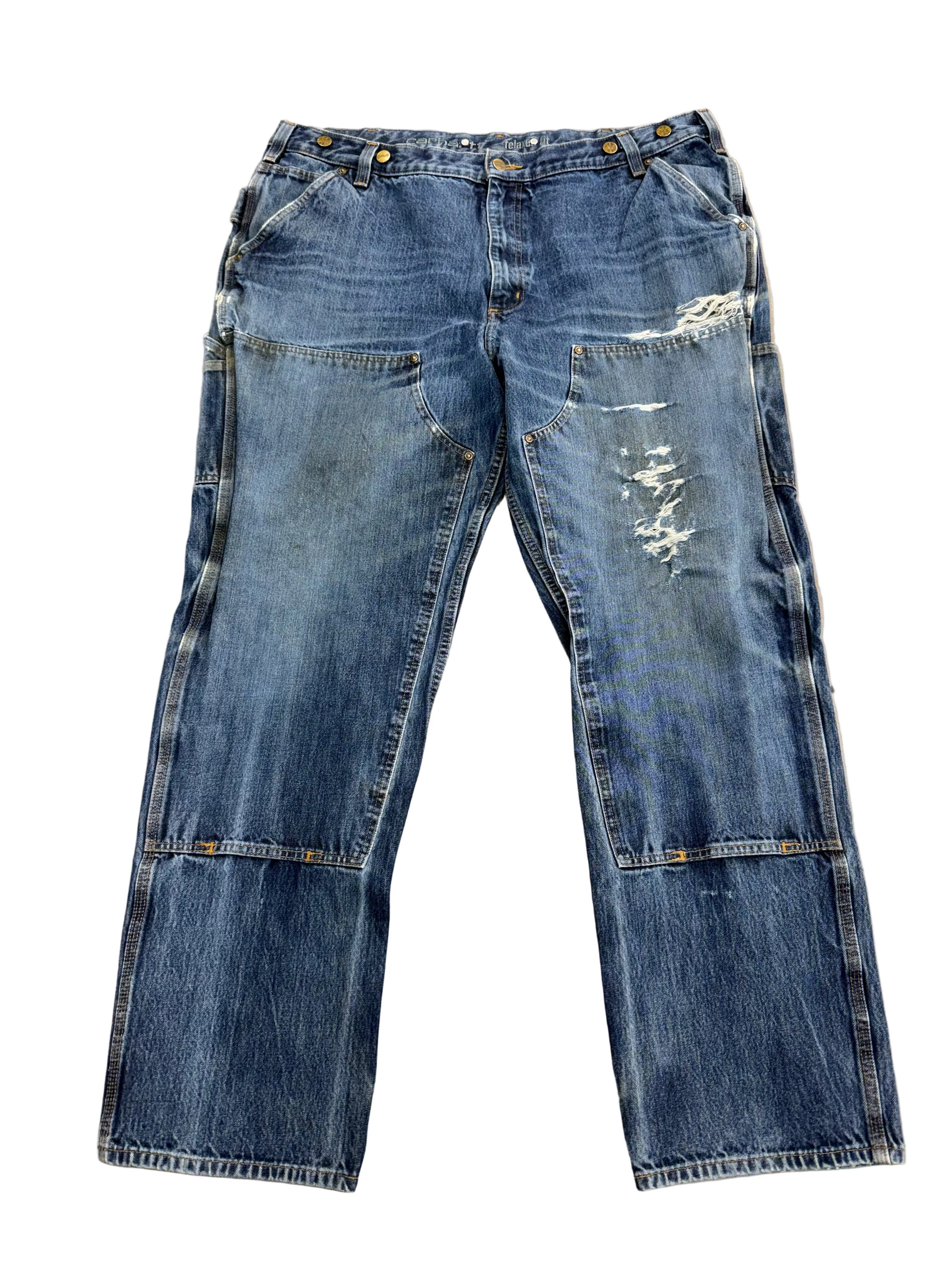 CARHARTT VINTAGE DOUBLE KNEE DEEP BLUE JEANS