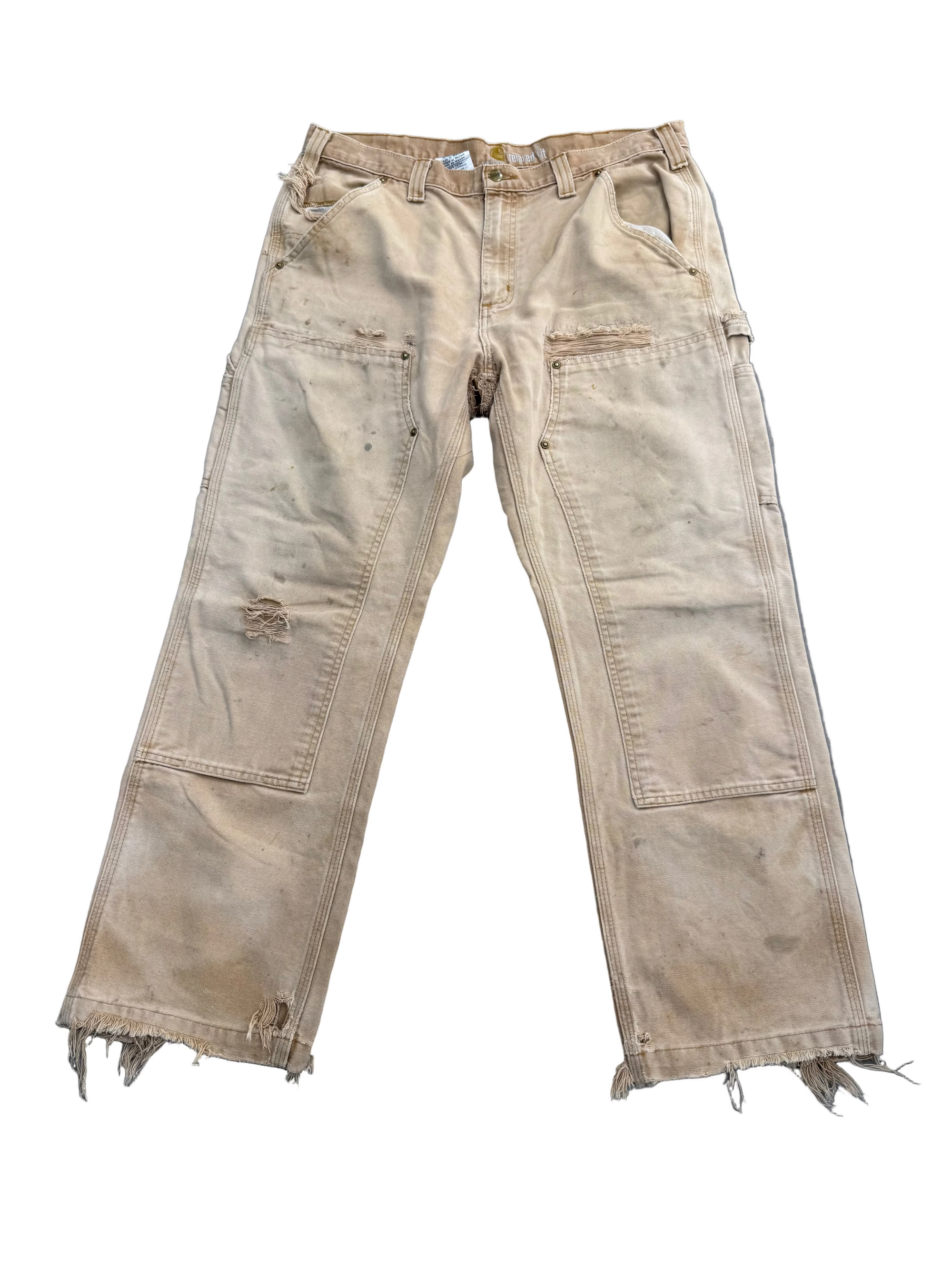 CARHARTT VINTAGE DOUBLE KNEE DISTRESSED KHAKI PANTS