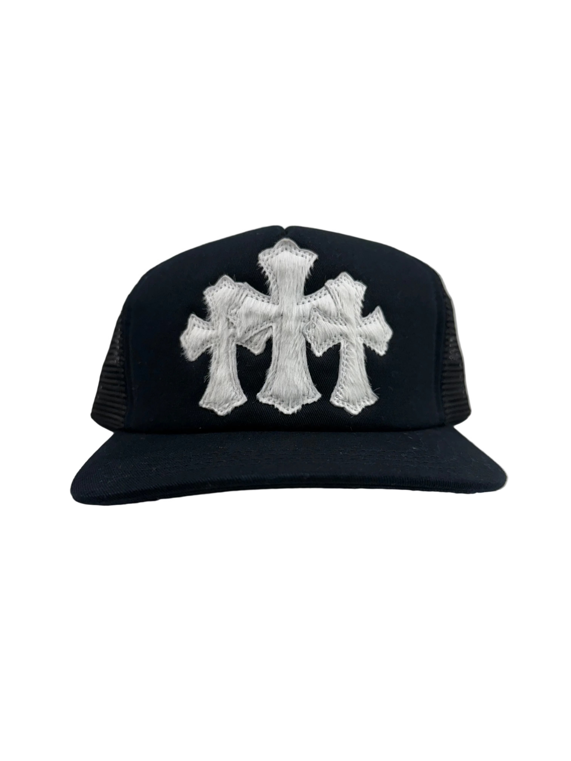 CHROME HEARTS TRIPLE CROSS PONY HAIR HAT