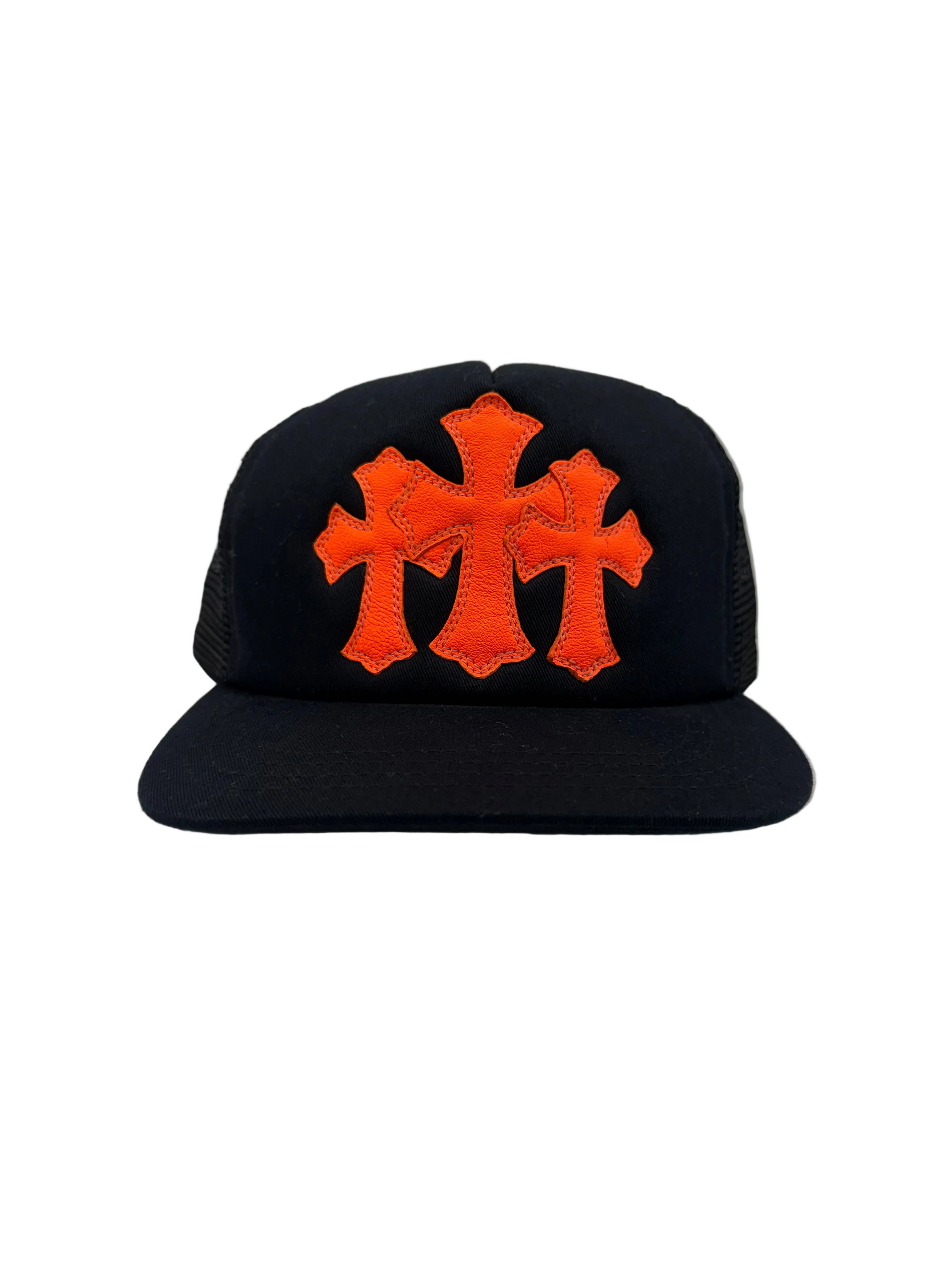 CHROME HEARTS ORANGE TRIPLE CROSS HAT