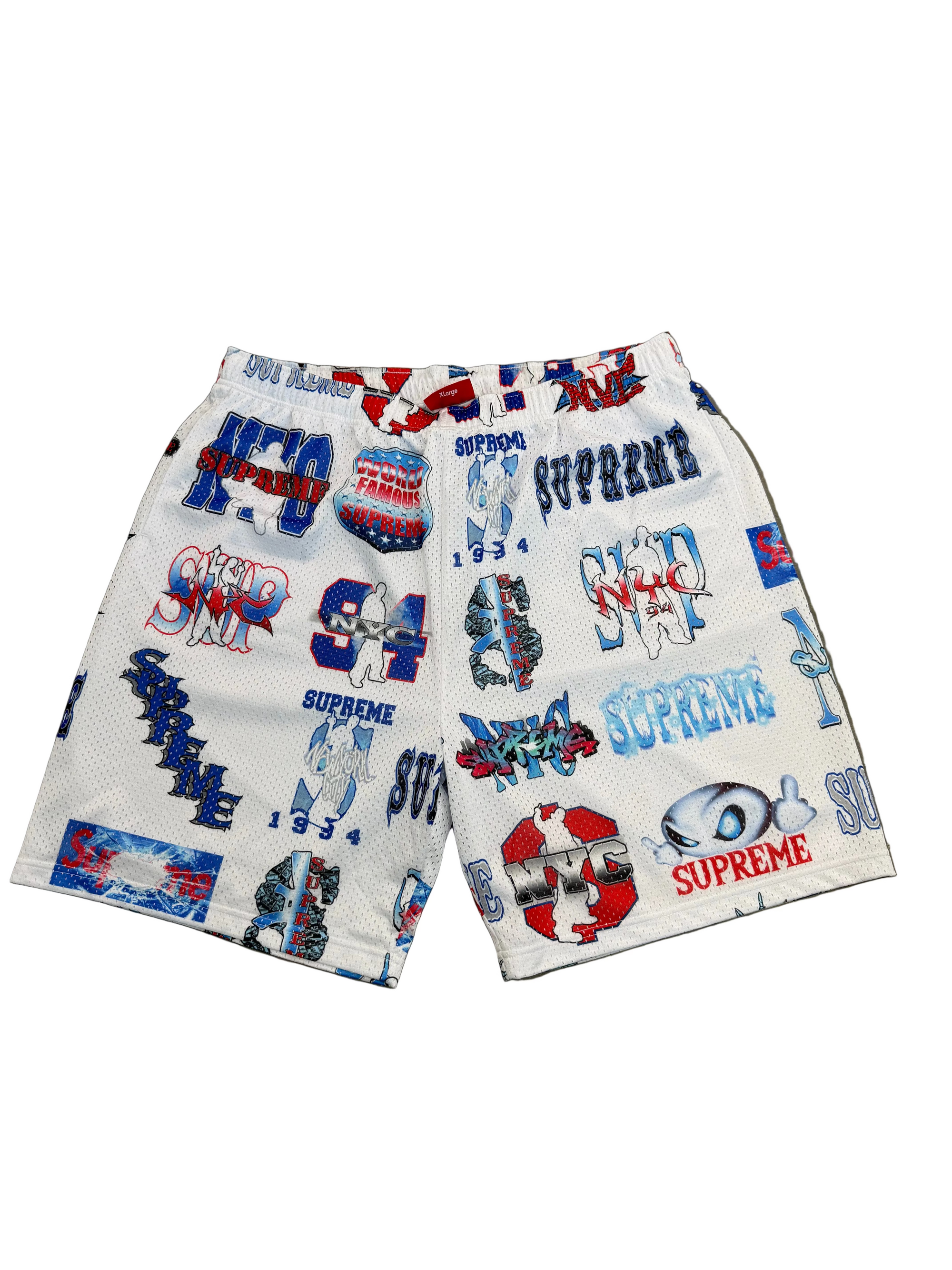 SUPREME FLASH MESH WHITE SHORTS