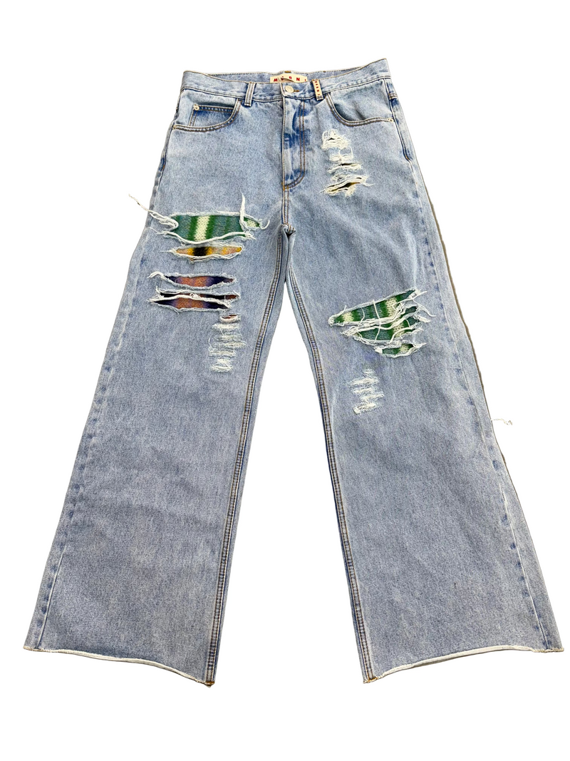 MARNI WIDE LEG DESTROYED JEANS