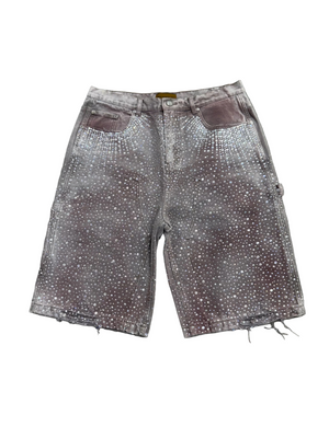 BIRTH OF ROYAL CHILD RHINESTONE EMBELLISHED FRAYED SHORTS