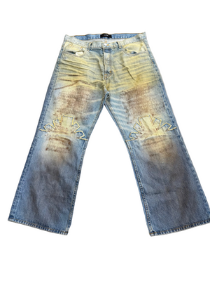 LLERU X VERTEBRAE MUD WASH JEANS