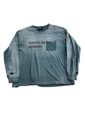 ENFANTS RICHES DEPRIMES LOGO PRINT DISTRESSED LONG SLEEVE TEE