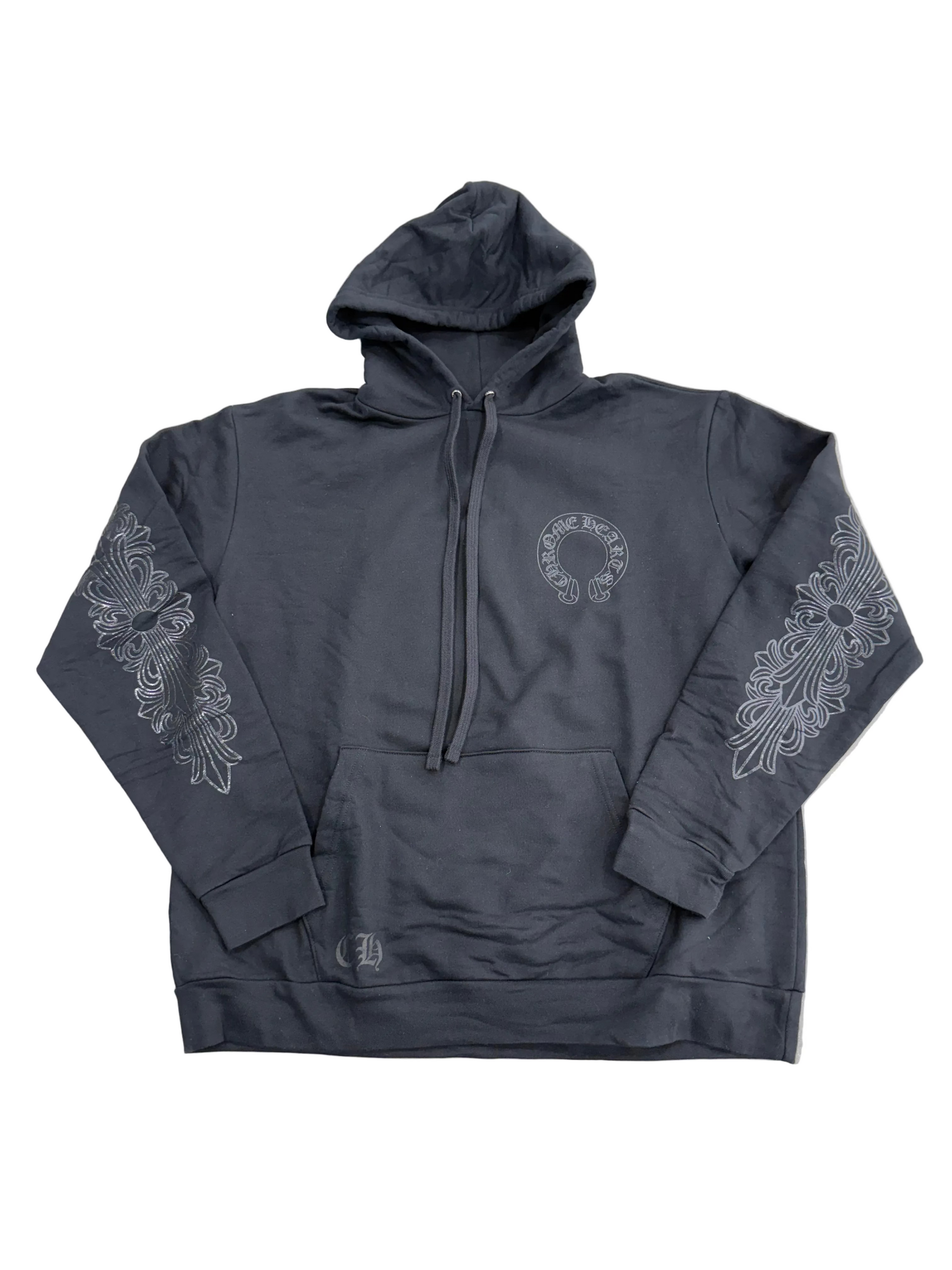 CHROME HEARTS BLACKED OUT HORSESHOE LOGO HOODIE