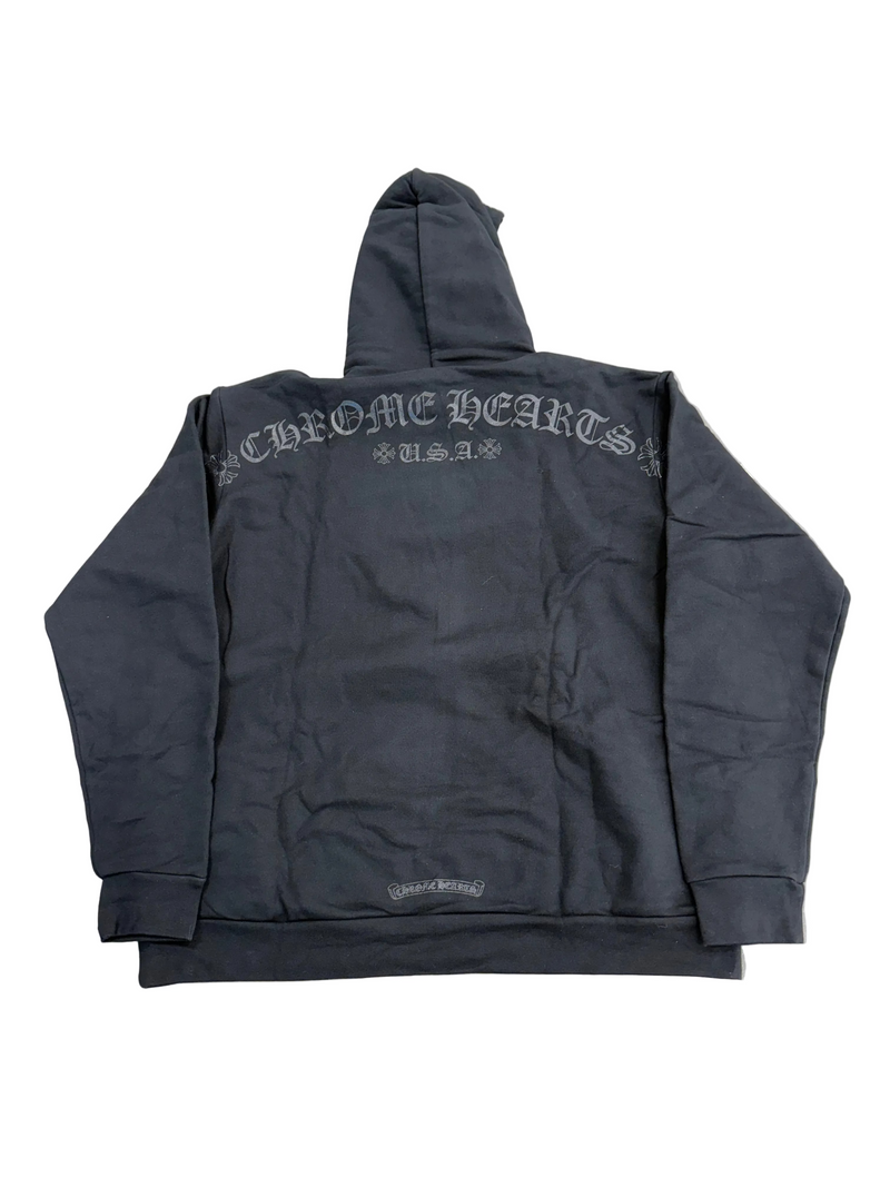 CHROME HEARTS BLACKED OUT HORSESHOE LOGO HOODIE
